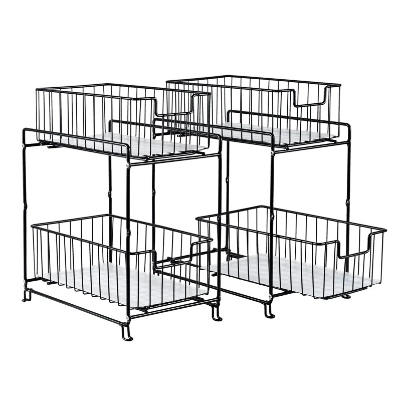 Stackable 2-Tier Under Sink Cabinet Organizer Sliding Drawer for Pantry, Kitchen, Pack of 2 | Wayfair North America