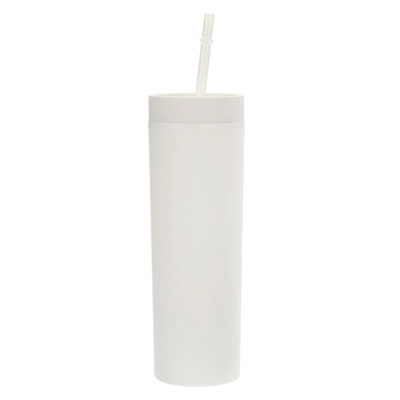 Unique Bargains Skinny Tumbler with Lids and Straws 16 OZ White | Target