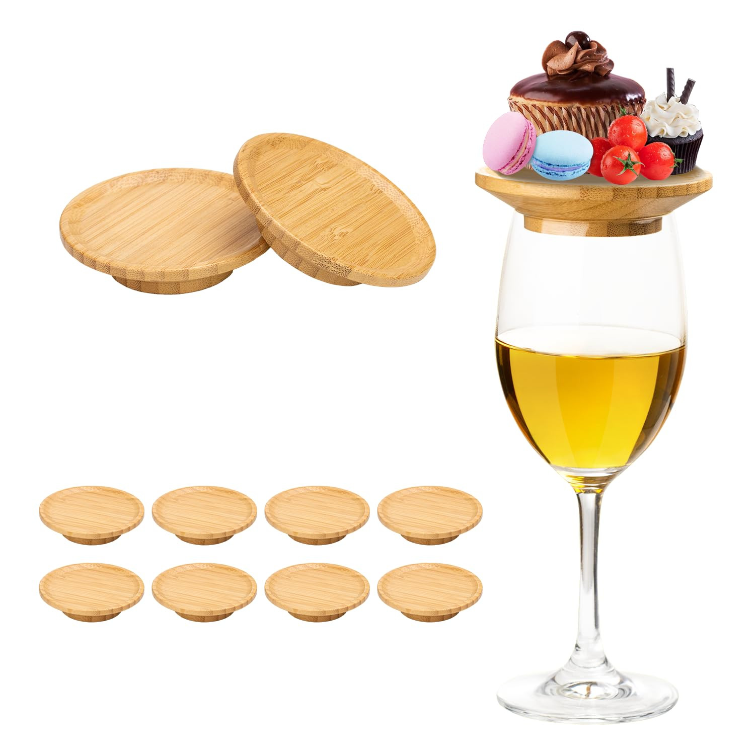 QCBF(10pcs Top decoration of wine glass, bamboo wine glass top, wine glass decoration, wine glass... | Amazon (US)