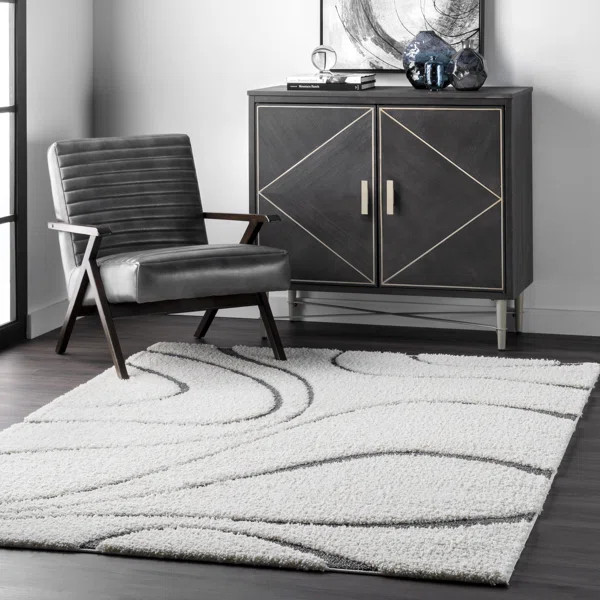 Lantilly Modern Performance Shag Beige Rug | Wayfair North America