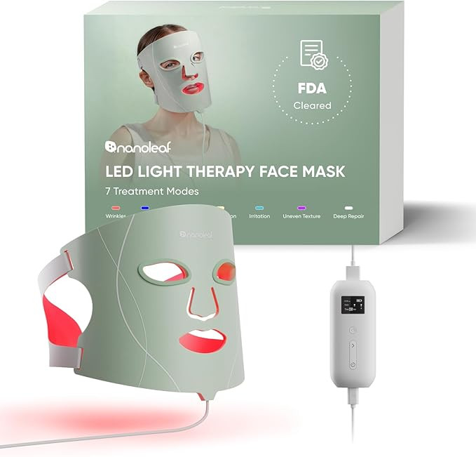 Nanoleaf FDA-Cleared LED Face Mask with 7 Light Therapy Modes - Professional Red, Blue & NIR Ligh... | Amazon (US)