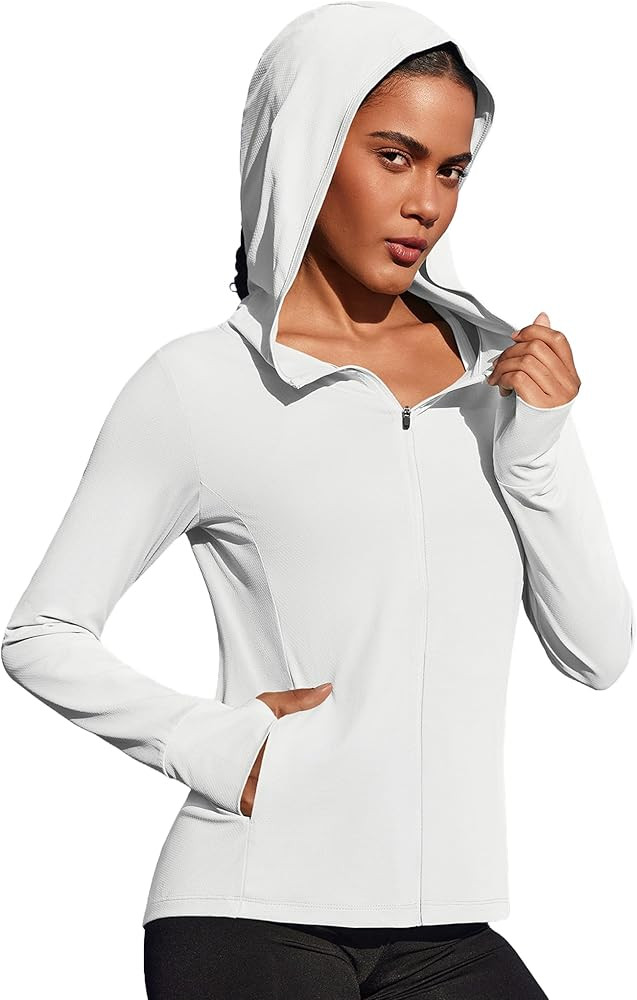 PINSPARK Women's UPF 50+ Sun Protection Hoodie Jacket Lightweight Full Zip Athletic Jacket Long S... | Amazon (US)