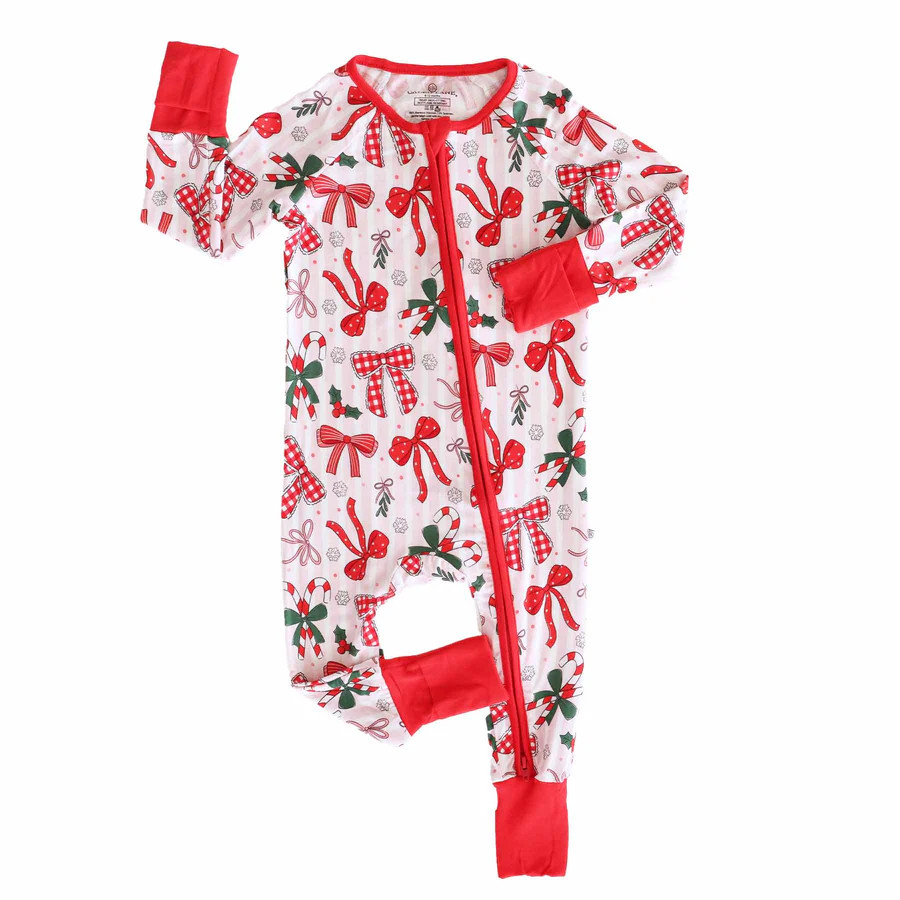 Christmas Bamboo Convertible Zip Rompers | Caden Lane