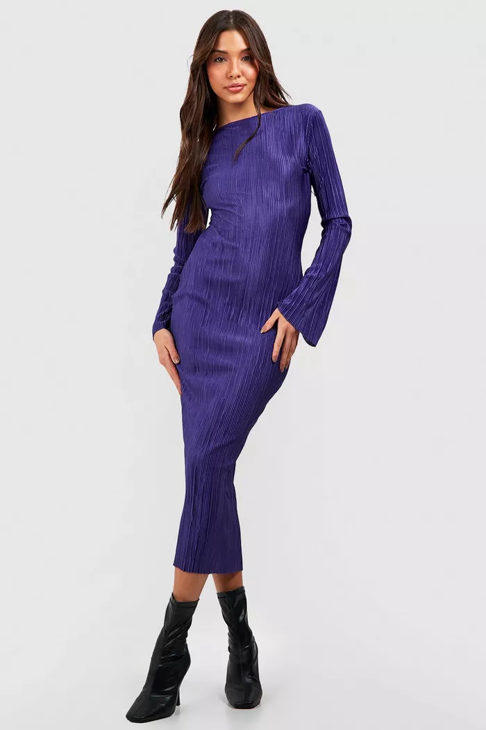 Plisse Flare Sleeve Midaxi Dress | Boohoo.com (UK & IE)
