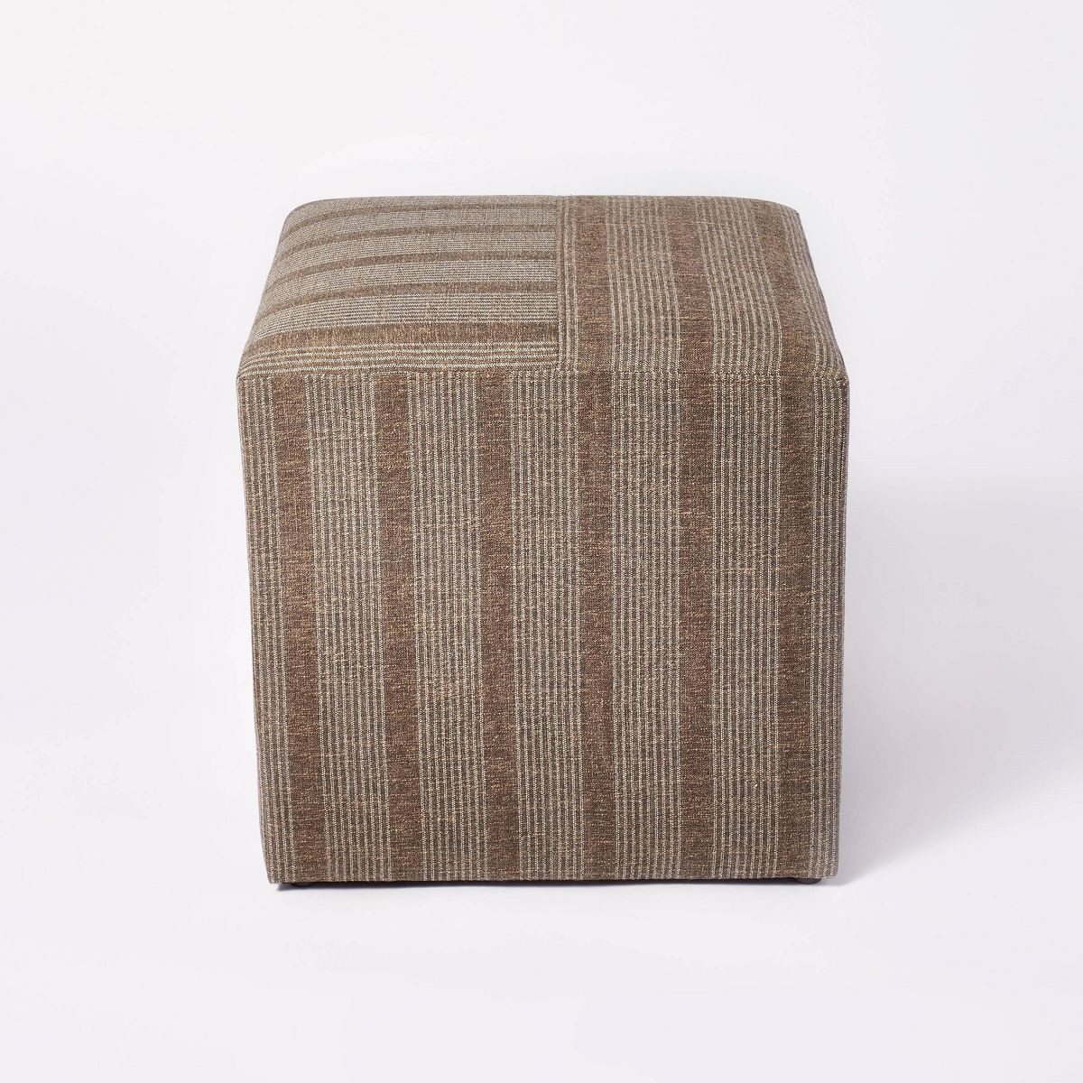 Lynwood Square Upholstered Cube Ottoman Dark Brown Stripe - Threshold™ designed with Studio McG... | Target