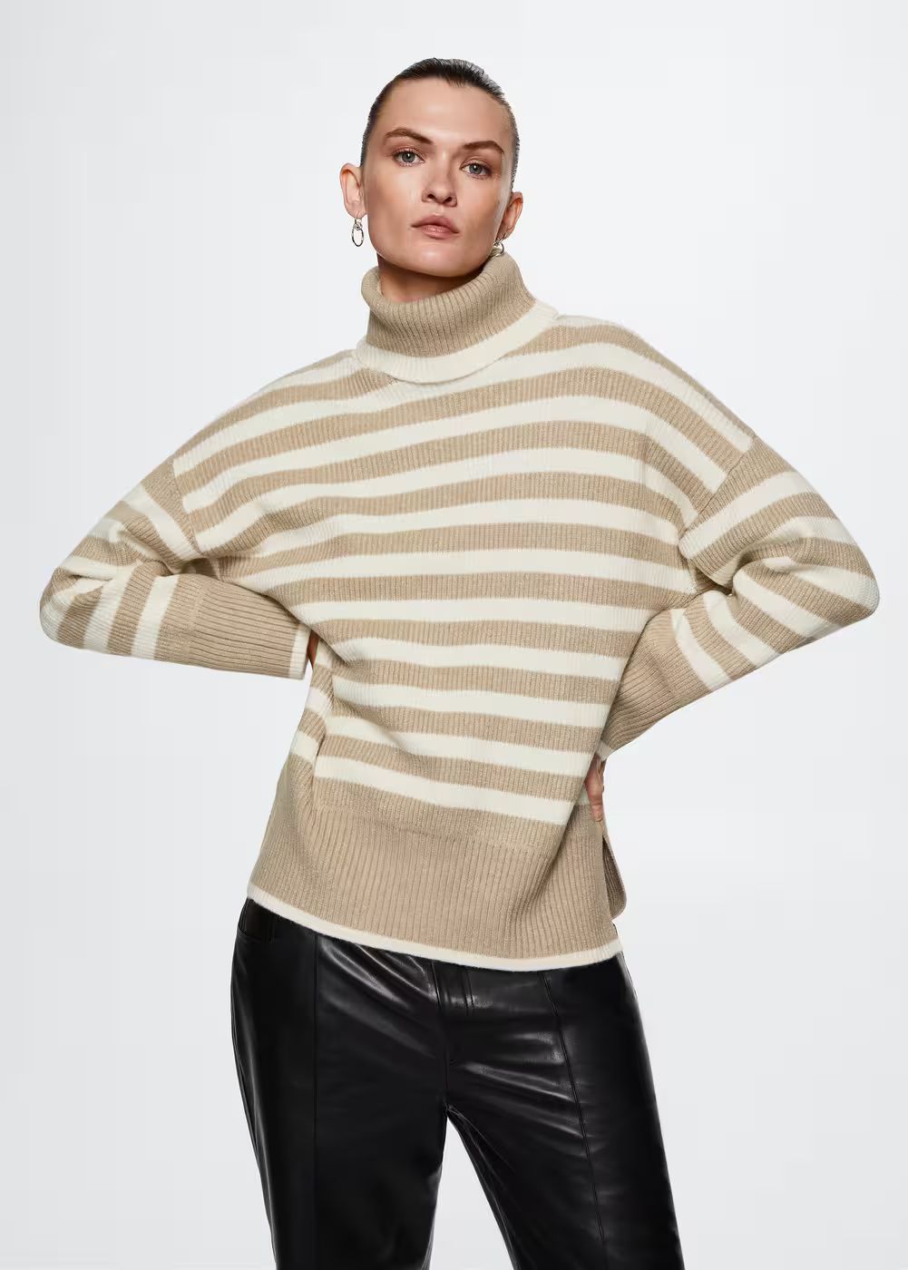 Striped turtleneck sweater -  Women | Mango United Kingdom | MANGO (UK)