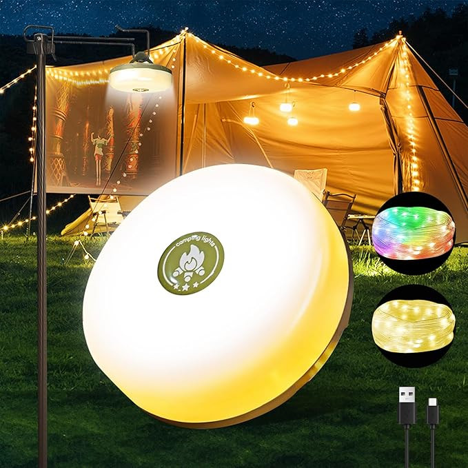 Camping String Lights,Camping Essentials Gear 32.8FT Lamp Lights Waterproof, 4 in 1 Outdoor Strin... | Amazon (US)