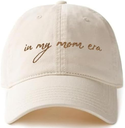 in My Mom Era Hat - Beige Baseball Cap for Moms, High Ponytail Hole, Minimalist Design, Mothers &... | Amazon (US)