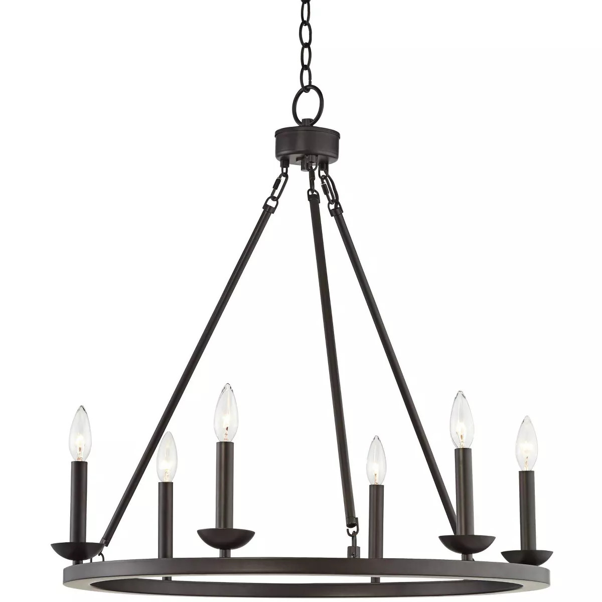 Franklin Iron Works Myland Bronze Wagon Wheel Chandelier 27" Wide Industrial 6-Light Fixture for ... | Target