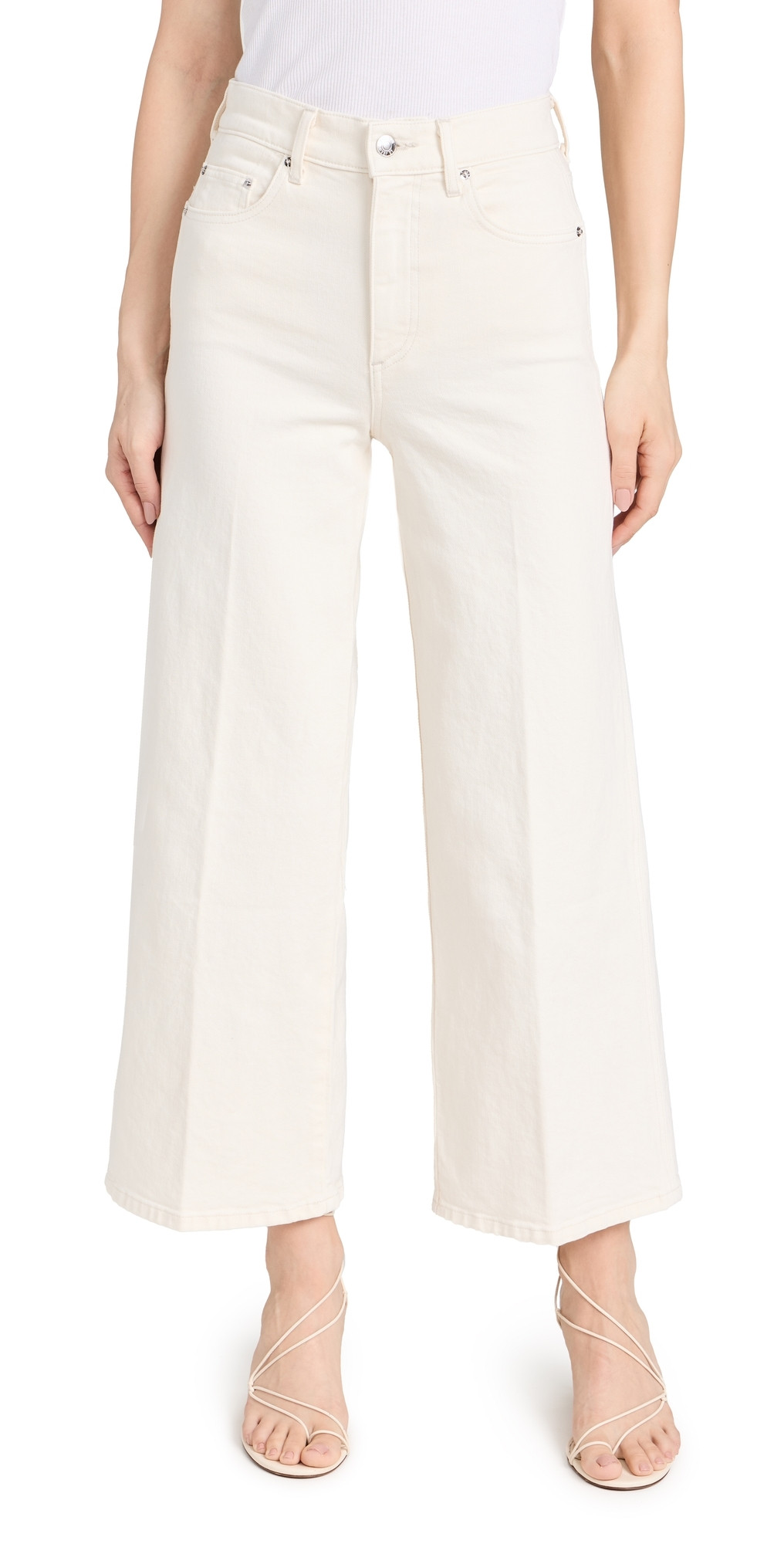 LE JEAN Juliette Wide Leg Ankle Jeans Bone 25 | Shopbop