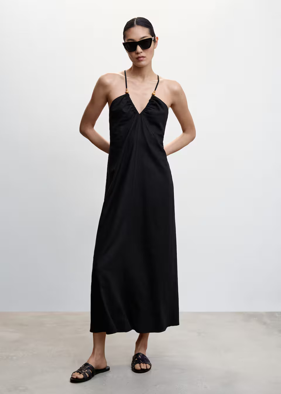 Linen cross-back dress | MANGO (US)