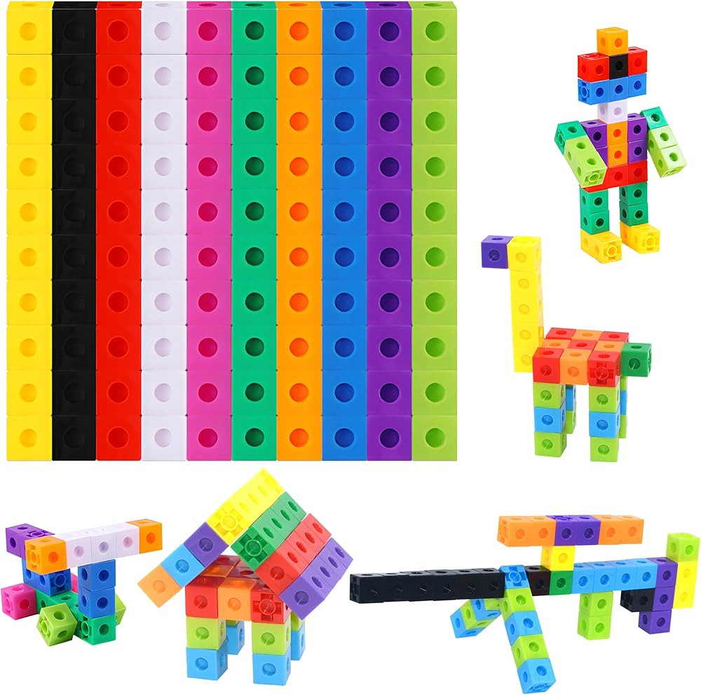 SpriteGru Math Linking Cubes, Set of 100 Math Cubes Manipulative Connecting and Counting Snap Blo... | Amazon (US)