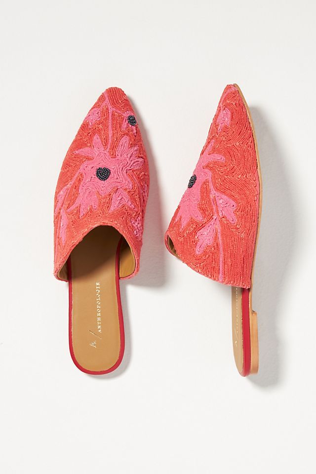 Embroidered Floral Mules | Anthropologie (US)