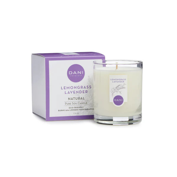 7.5oz Glass Lemongrass Lavender Candle | DANI Naturals