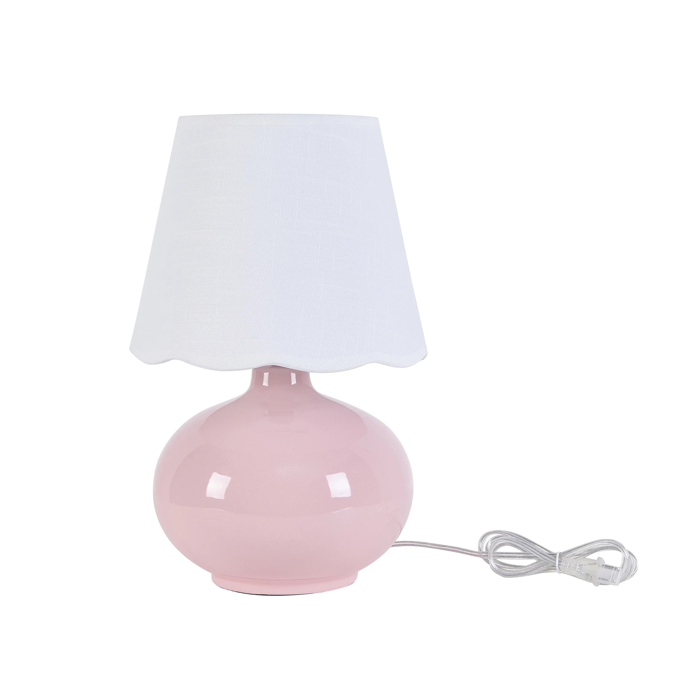 Your Zone Kids 16" Pink Ceramic Table Lamp with Scallop Shade | Walmart (US)