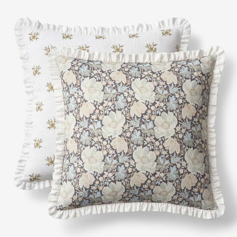 Flower Reversible Decorative Square Pillow Cover - Multi, 20 in. x 20 in. | The Company Store