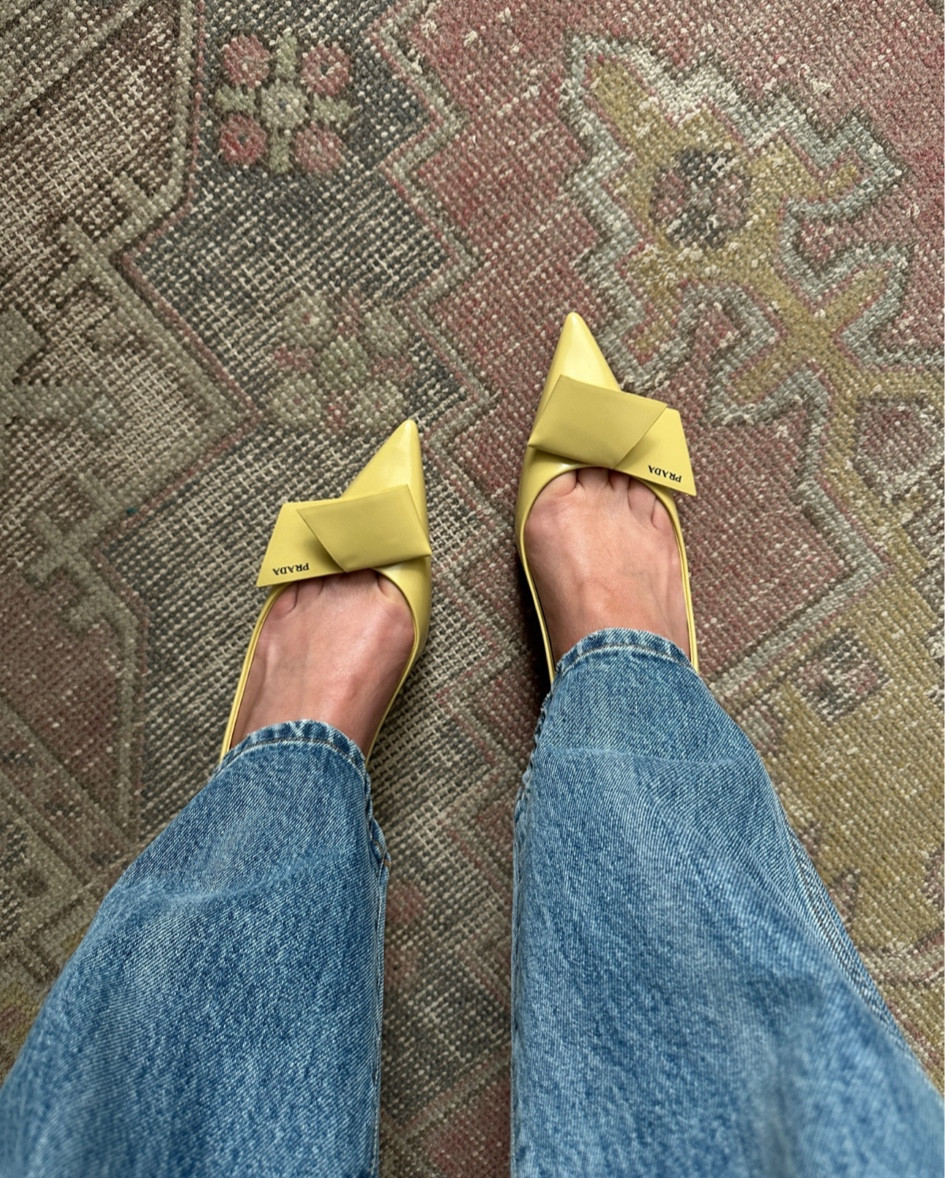 Prada yellow slingbacks  linked similar 

#LTKshoecrush
