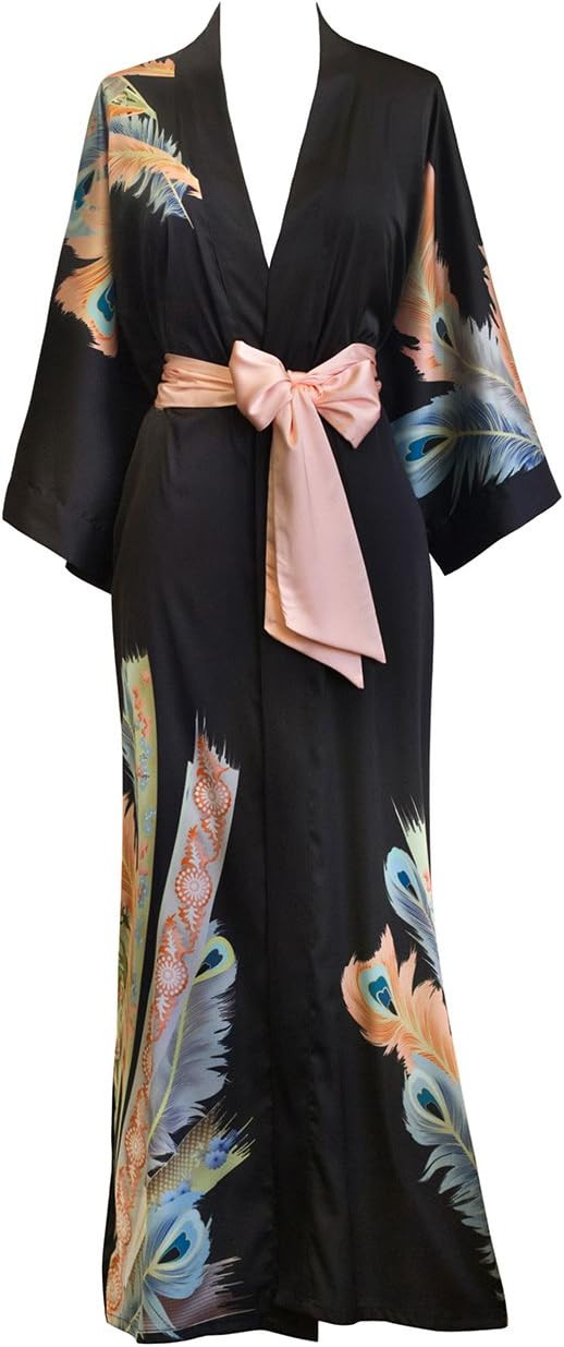 OLDSHANGHAI Charmeuse Long Kimono Robe for Women | Amazon (US)