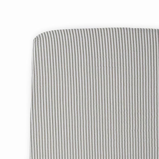 Cotton Muslin Crib Sheet - Grey Stripe | Amazon (US)