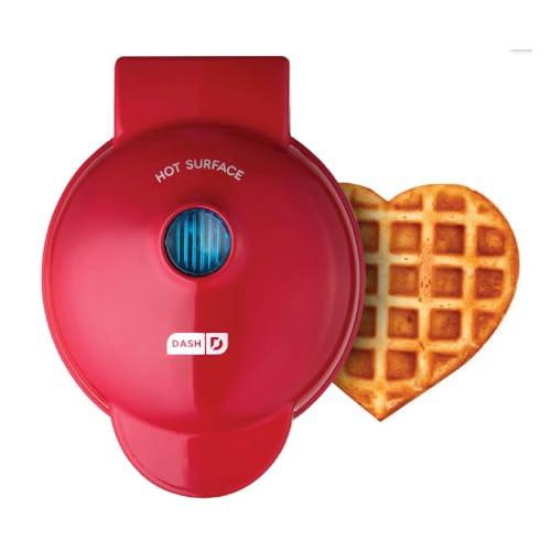 Dash Mini Waffle Maker- Mini Machine for Creative Homemade Treats - Nonstick Iron with Unique Print Design - Stylish Waffle Machine - Red Heart | Amazon (US)