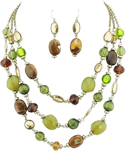 Firstmeet 3 Layers Statement Collar Necklace for Women with earings | Amazon (US)