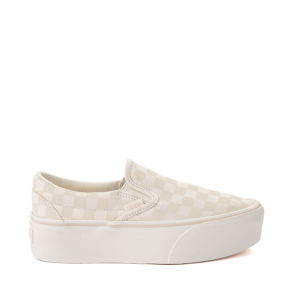 Vans Slip-On Stackform Checkerboard Skate Shoe - Marshmallow White / Turtledove White | Journeys