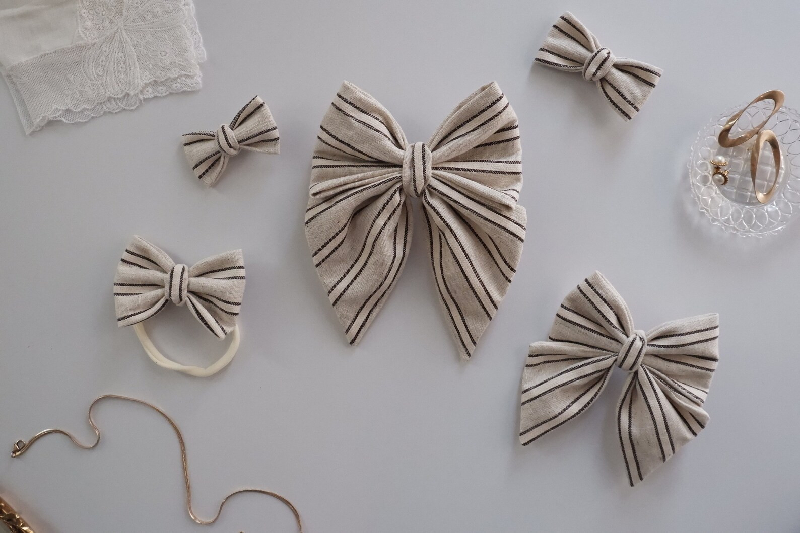 The Tori: Striped Hair Bows and Bow Ties, Mommy and Me - Etsy | Etsy (US)