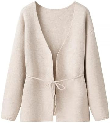 Women's Classic Coatigan Belted Wrap Cardigan Coat Oversized V-Neck Long Knit Sweater Jacket with... | Amazon (US)