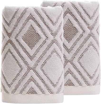 Pidada Hand Towels Set of 2 Diamond Pattern 100% Cotton Absorbent Soft Decorative Towel for Bathr... | Amazon (US)