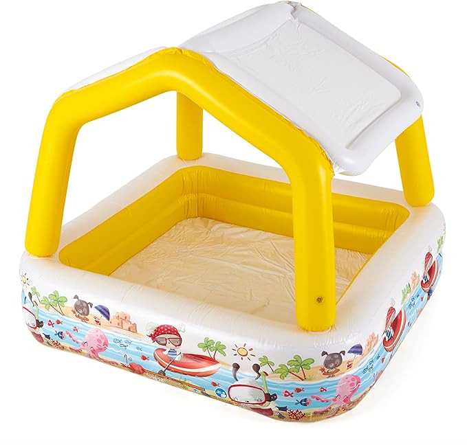 Intex Sun Shade 5 Foot Square Inflatable Durable 10 Gauge Vinyl Kiddie Pool with Ocean Scene and ... | Amazon (US)