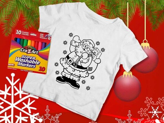 CHRISTMAS Santa Claus Coloring Shirts W/ MARKERS - Etsy | Etsy (US)