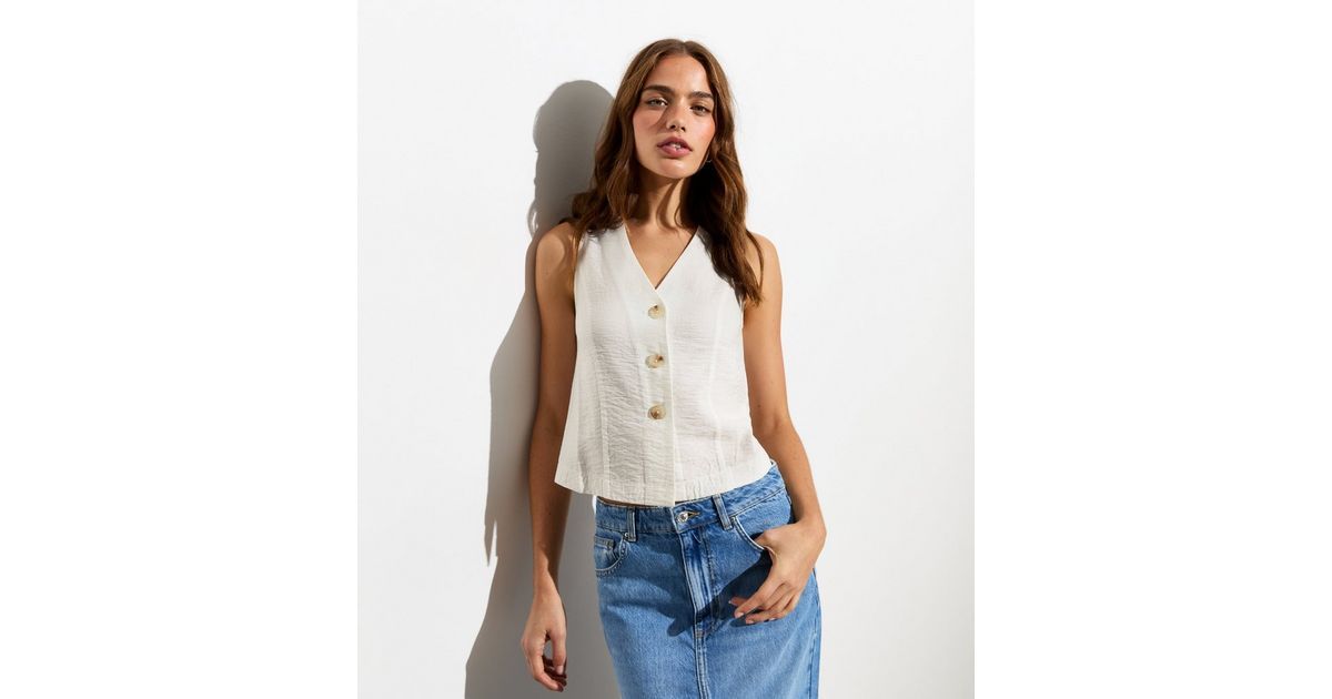 White Button Front Waistcoat
						
						Add to Saved Items
						Remove from Saved Items | New Look (UK)