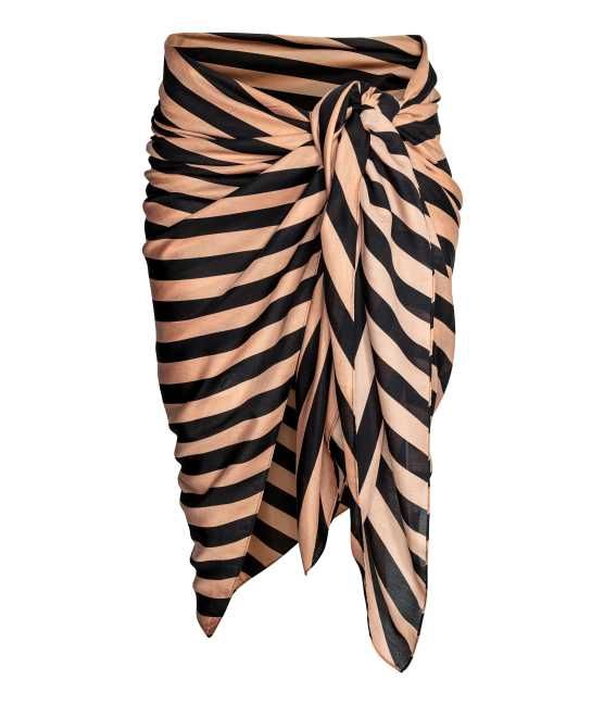 H&M - Patterned Sarong - Black/beige/striped - Women | H&M (US)