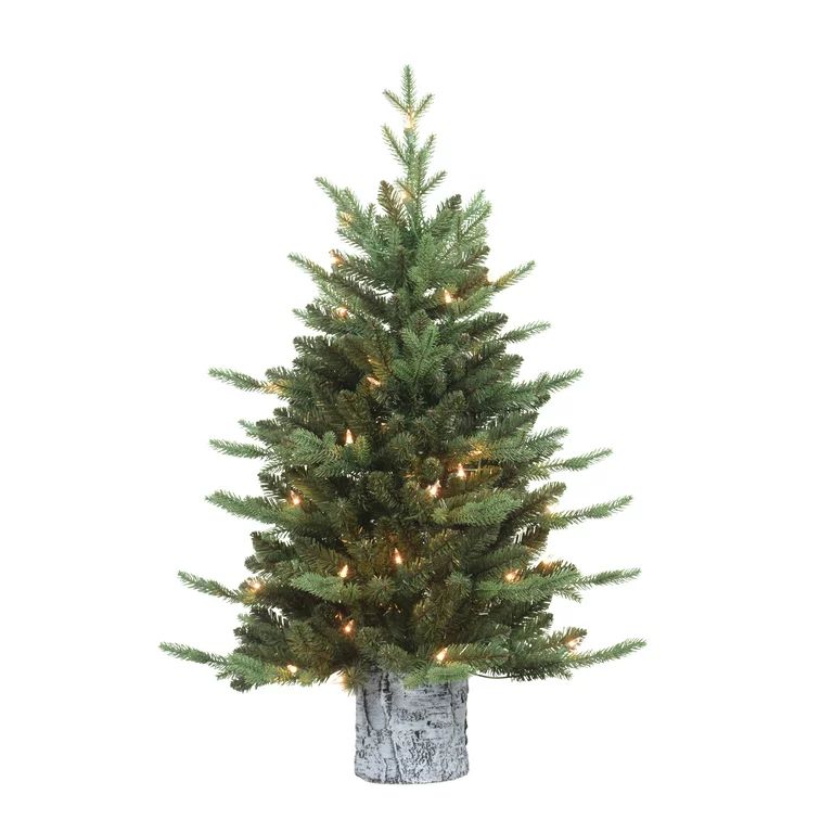 Pre-Lit 3' Potted Artificial Christmas Tree with 50 Lights, Green | Walmart (US)