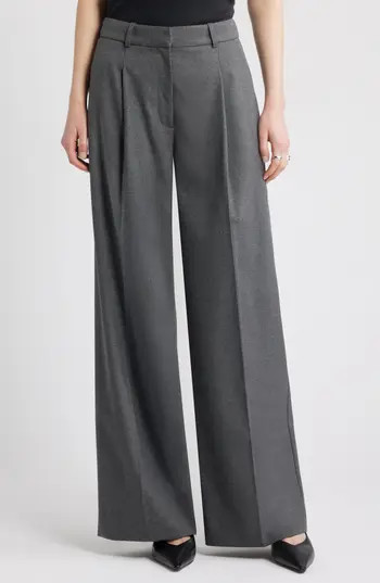 Nordstrom Heathered Wide Leg Pants in Grey Medium Charcoal Heather at Nordstrom Rack, Size 16 (Similar To 14W) | Nordstrom Rack