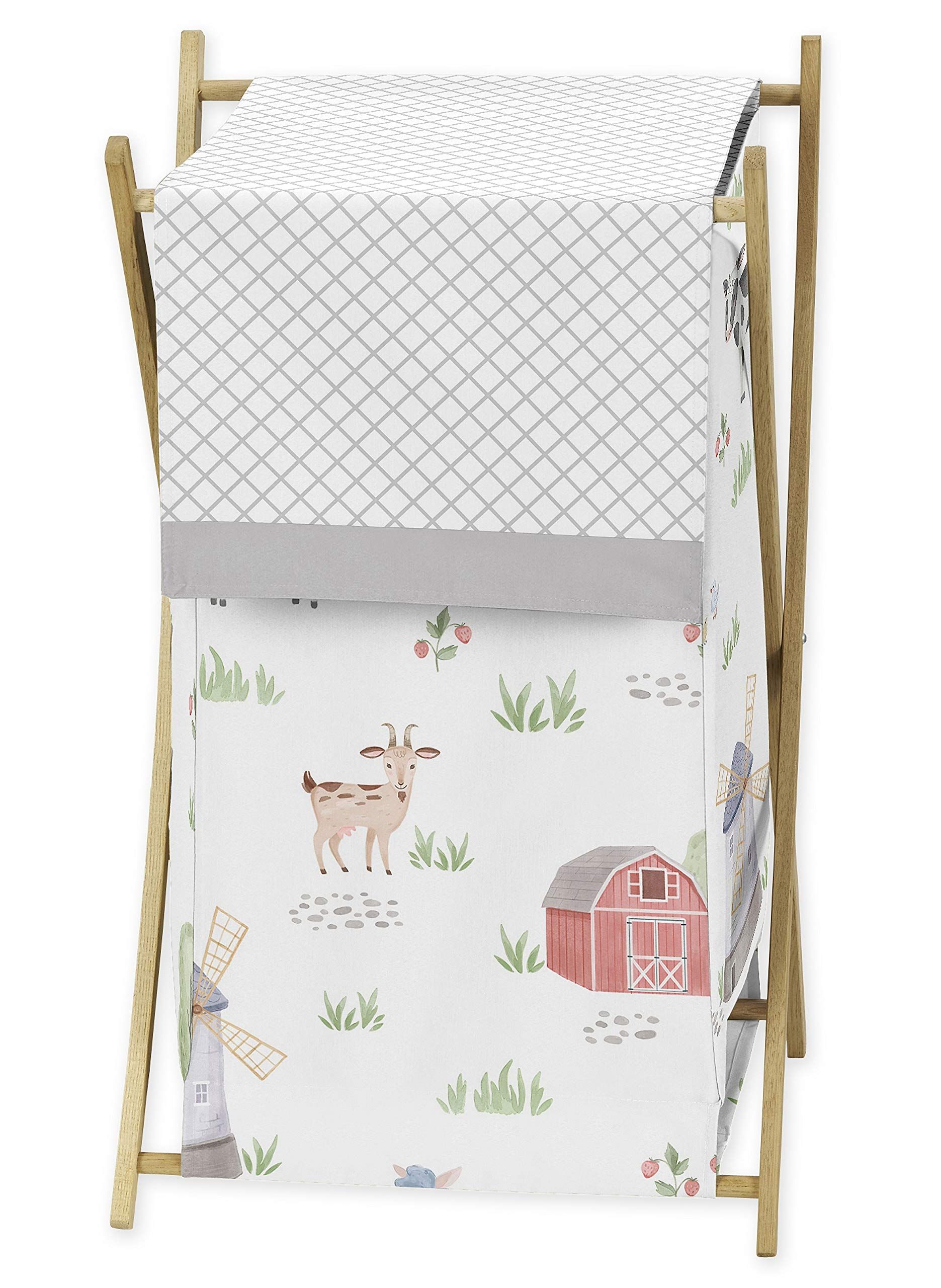 Sweet Jojo Designs Farm Animals Baby Kid Clothes Laundry Hamper - Watercolor Farmhouse Lattice Ho... | Amazon (US)
