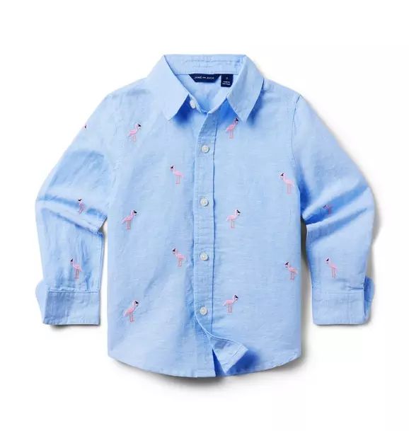 Embroidered Linen-Cotton Shirt | Janie and Jack