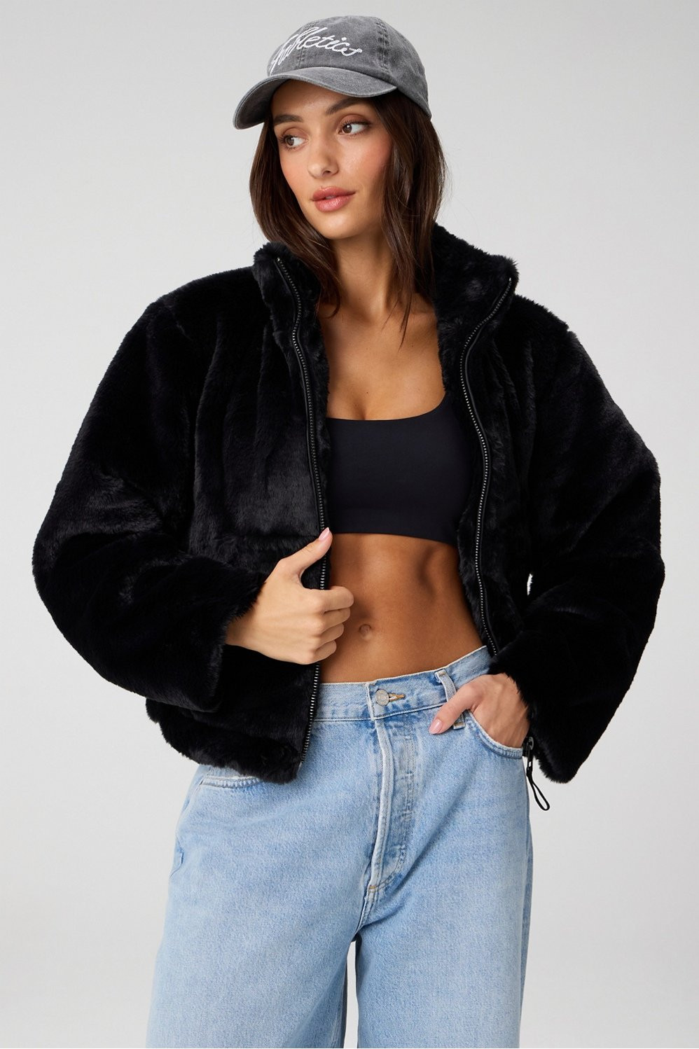 Faux Fur Cropped Full-Zip Jacket | Fabletics