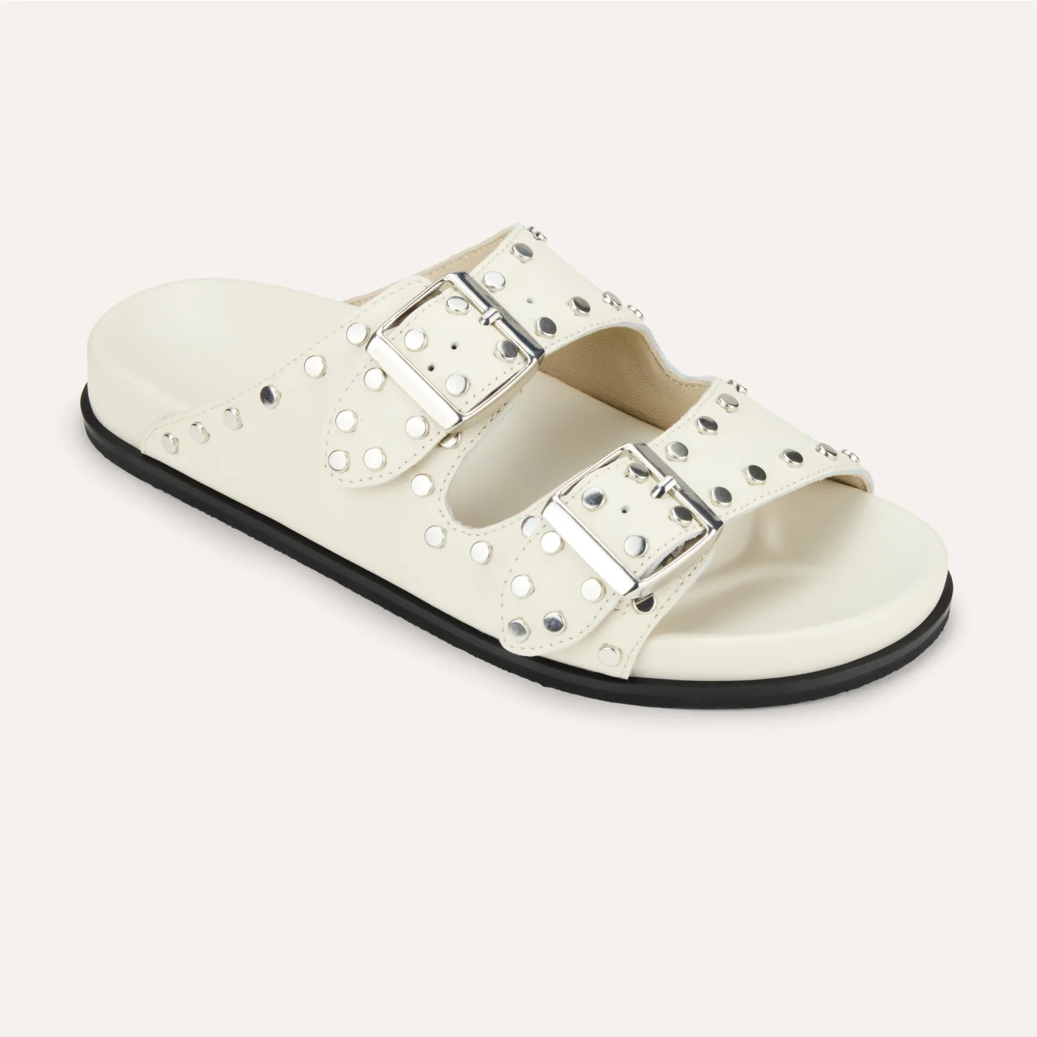 Maya Stud in Cream Leather Slide Sandal for Women | Yosi Samra