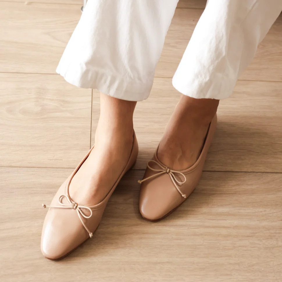 Como Italian Leather Ballet Flats in Naturale | A. Soliani | A.Soliani