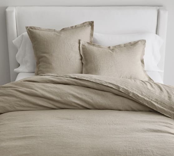 Belgian Flax Linen Double Flange Duvet Cover | Pottery Barn (US)