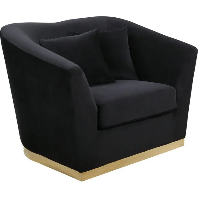 Meridian Furniture Arabella Velvet Upholstered Accent Chair in Black and Gold | Walmart (US)