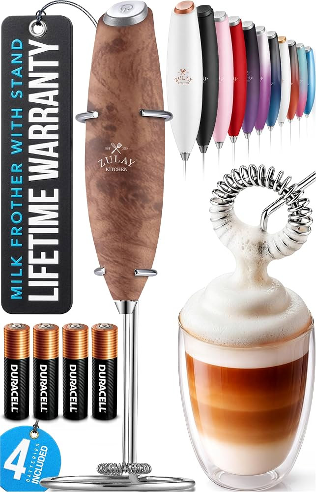 Zulay Kitchen Powerful Milk Frother Wand With Duracell Batteries - Ultra Fast Handheld Drink Mixe... | Amazon (US)