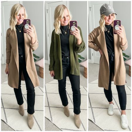 Outfit ideas from mom-friendly winter capsule wardrobe. Head over to thriftywifehappylife.com for more details!

#LTKstyletip #LTKfindsunder100 #LTKSeasonal