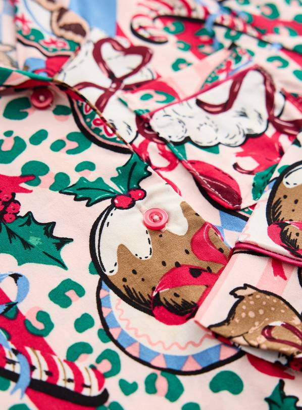 Mini Me Kids' Christmas Printed Pink Viscose Pyjamas 1-2 years | Tu Clothing