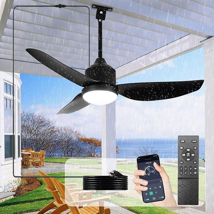 Depuley Outdoor Ceiling Fan with Light: 42 Inch Black Waterproof Gazebo Fans with Lights Outdoor ... | Amazon (US)