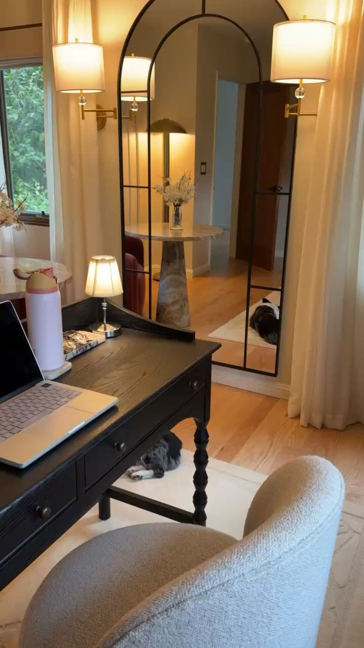 Hack for hiding your wall sconce cords! Love the lamp lighting in my office.

#LTKHome #LTKdayinmylife #LTKvlog