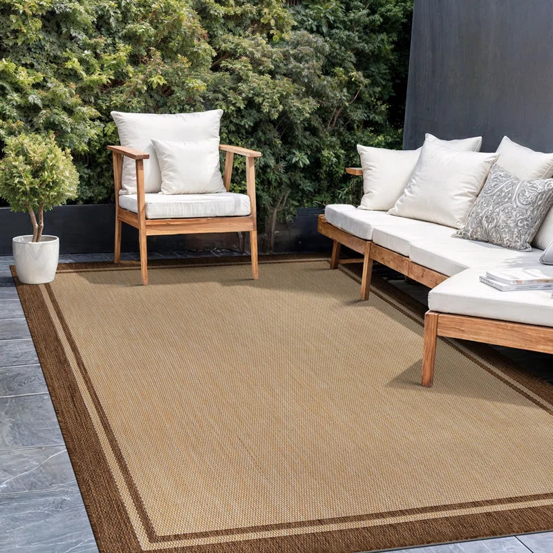 Beige/Brown Geometric Indoor/Outdoor Rug | Wayfair North America