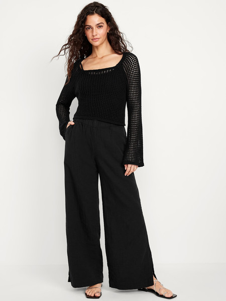 High-Waisted Crinkle Gauze Wide-Leg Pants | Old Navy (US)