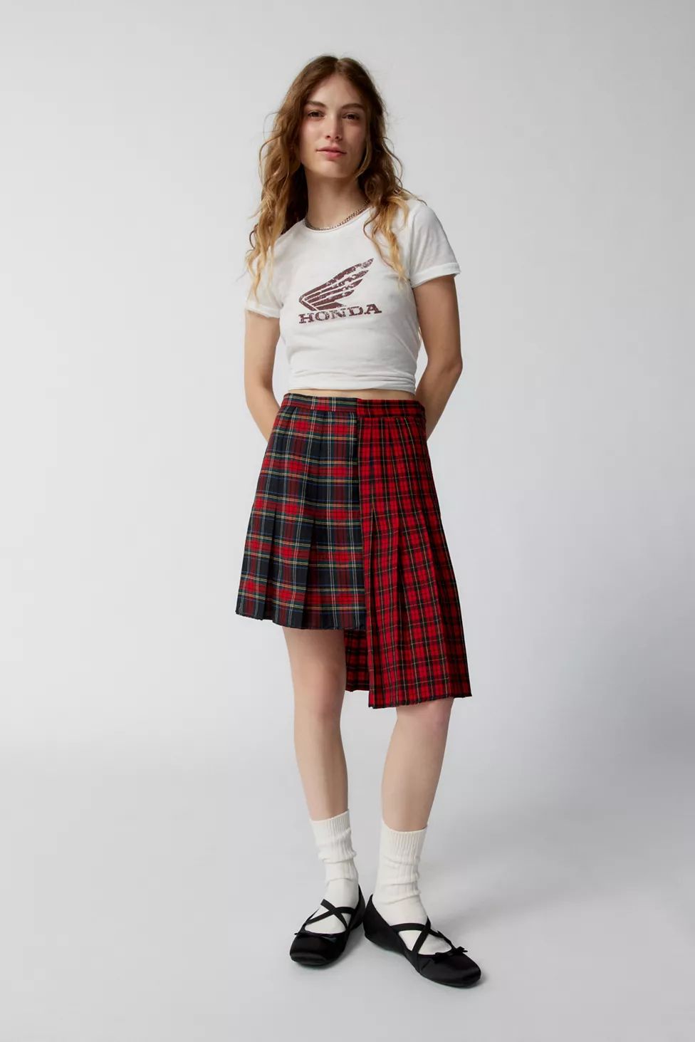 Urban Renewal Remade High Low Pleated Plaid Skirt | Urban Outfitters (US and RoW)